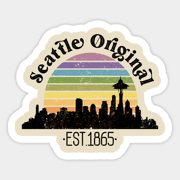 Seattle Original Retro Rainbow Sticker by Perpetual Brunch
